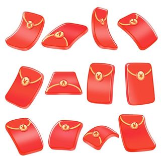 立体电商红包各种角度红菜鸟图库片