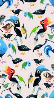 手绘鸟背景图片