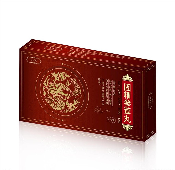 固精参茸片补肾药盒平面图图片