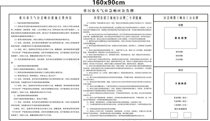 重污染天气应急响应公告牌图片cdr矢量模版下载