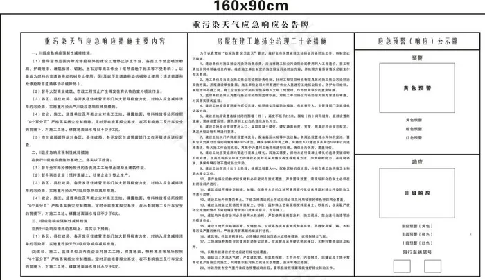 重污染天气应急响应公告牌图片cdr矢量模版下载