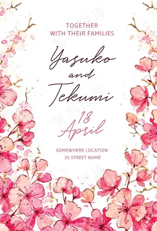 手绘水彩樱花图片