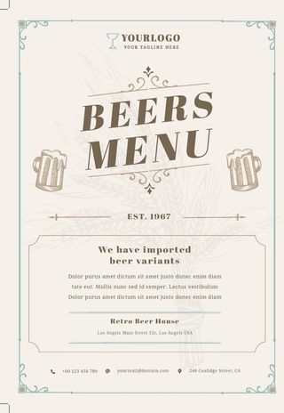 复古风西式餐牌点餐双面菜单图片