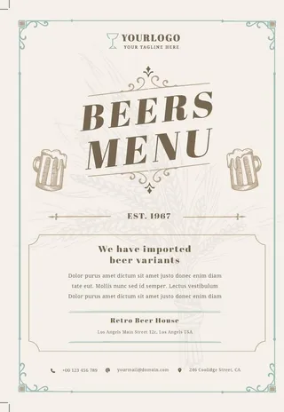 复古风西式餐牌点餐双面菜单图片