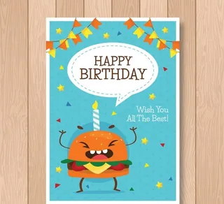 可爱汉堡包生日贺卡图片