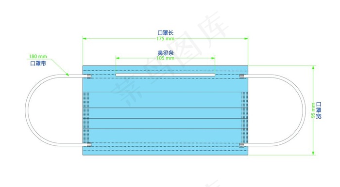 耳带式平面口罩图片ai矢量模版下载