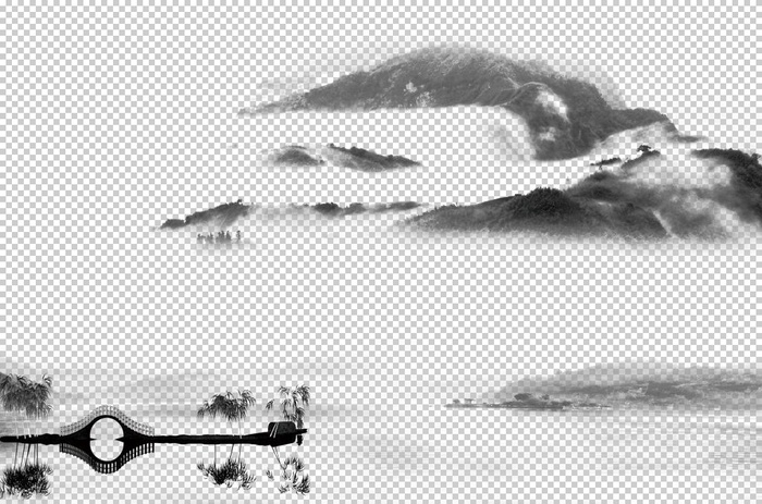 水墨山水元素图片