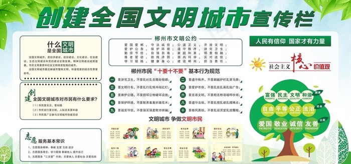 创文创卫宣传栏图片cdr矢量模版下载