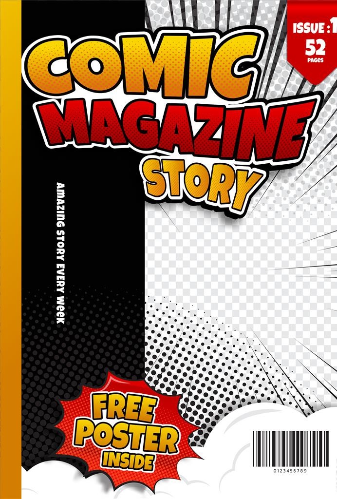 漫画封面图片ai矢量模版下载