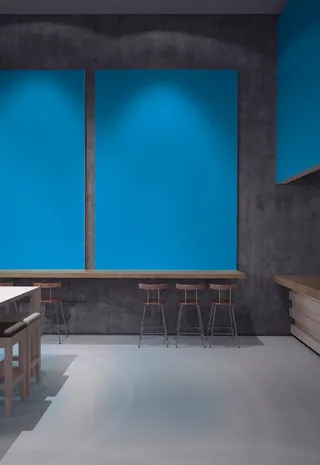 餐馆墙上海报贴图样机展示图片