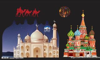 北疆饭店,新疆主题,矢量图,骆驼,矢量