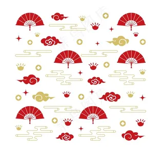 AI矢量新年扇子底纹图片