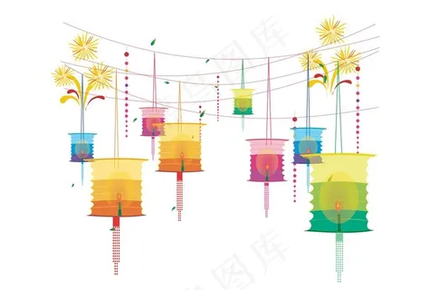 彩色灯笼元素设计图片