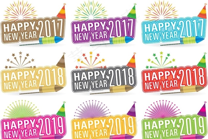 新年标签矢量图片