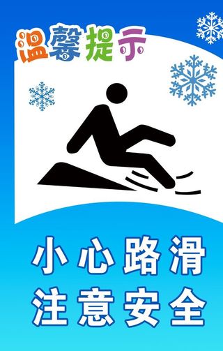 小心路滑警示牌图片
