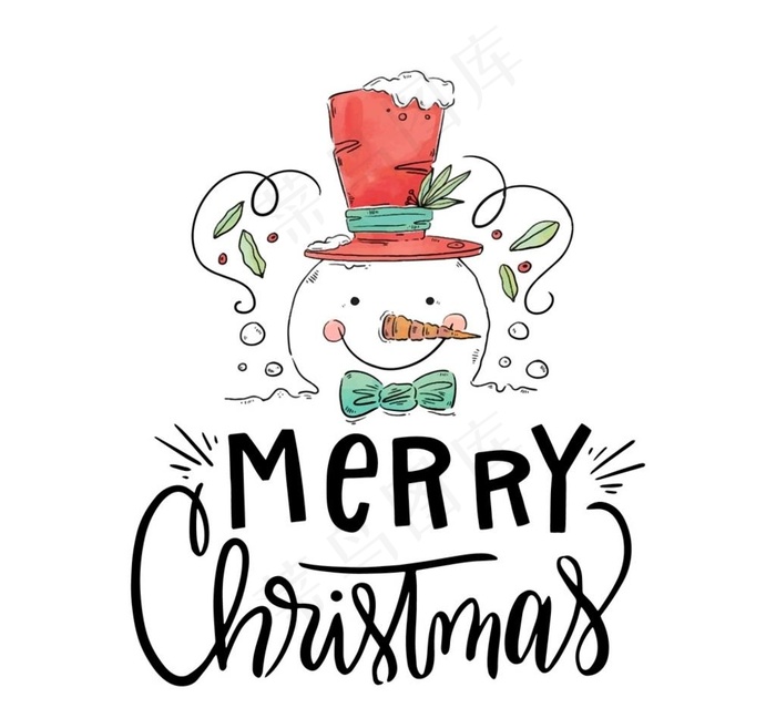 雪人圣诞艺术字图片