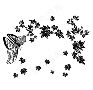 蝴蝶枫叶边框图片