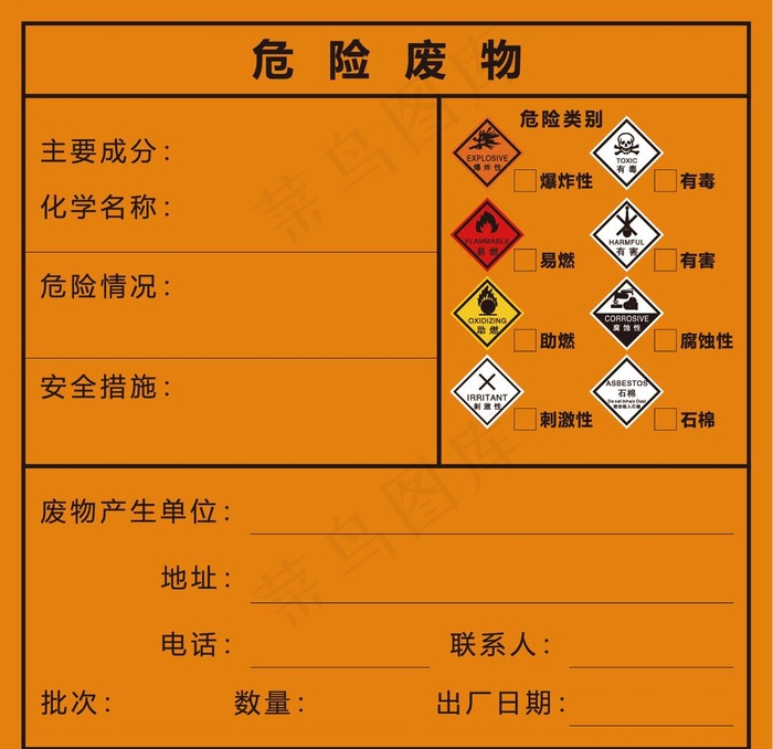 危险废物矢量图片ai矢量模版下载