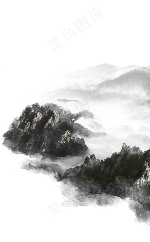 古风山水水墨图片(3380x5200)psd模版下载