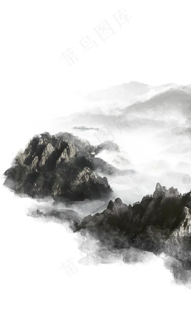 古风山水水墨图片(3380x5200)psd模版下载