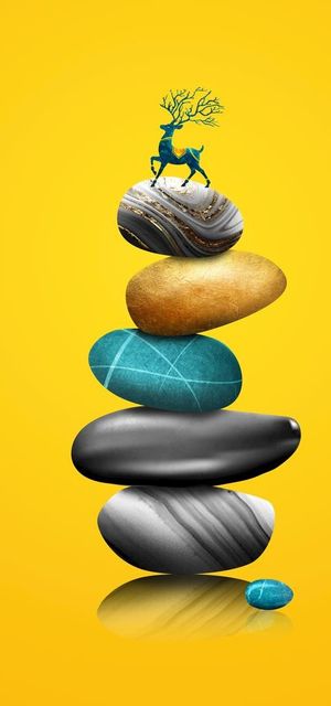 金色麋鹿石来运转发财鹿晶瓷画图片