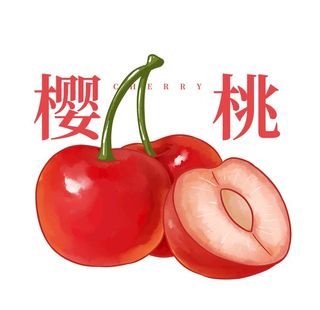 手绘水果樱桃插画图片