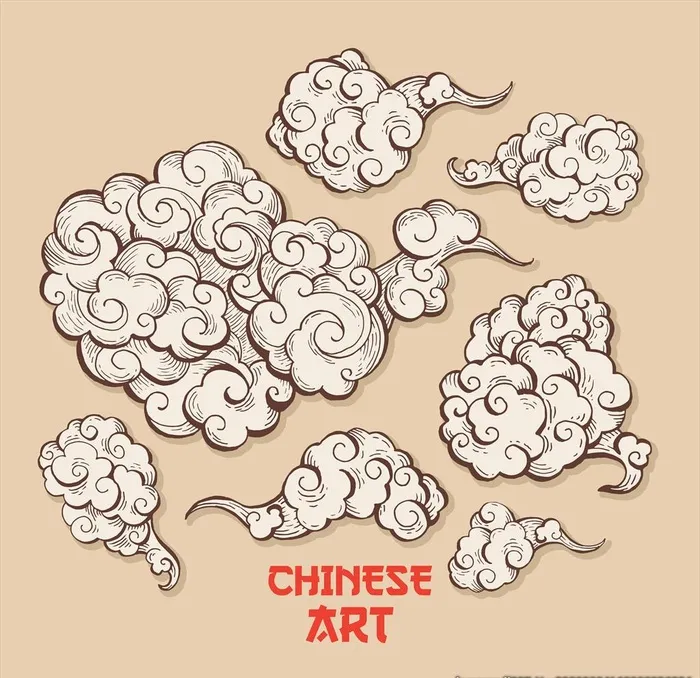 中国风手绘祥云素材图片eps,ai矢量模版下载