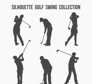 6款创意高尔夫动作剪影矢量图图片