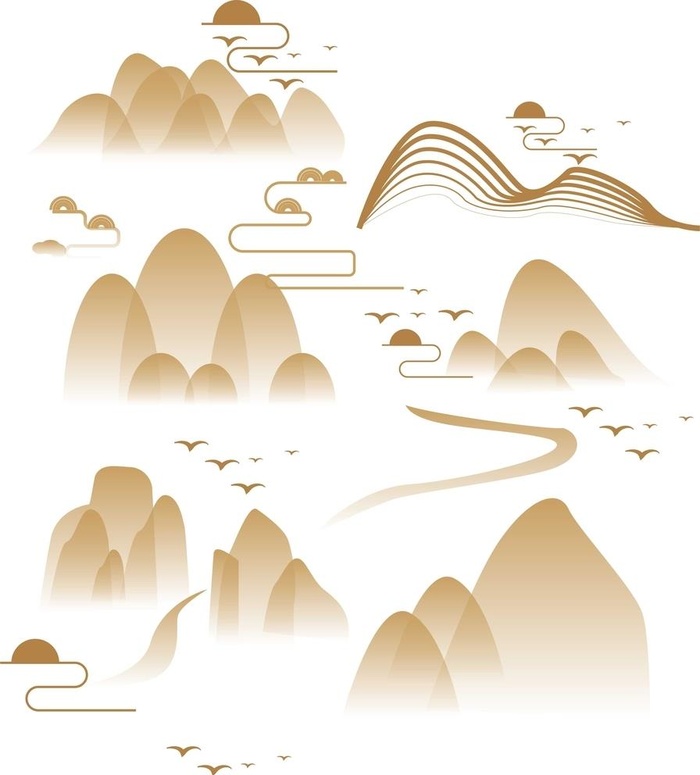 矢量山水花纹图片ai矢量模版下载