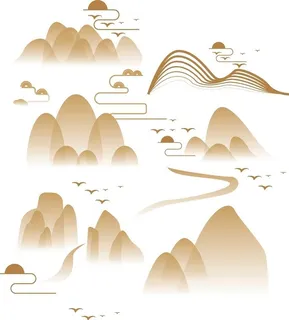 矢量山水花纹图片