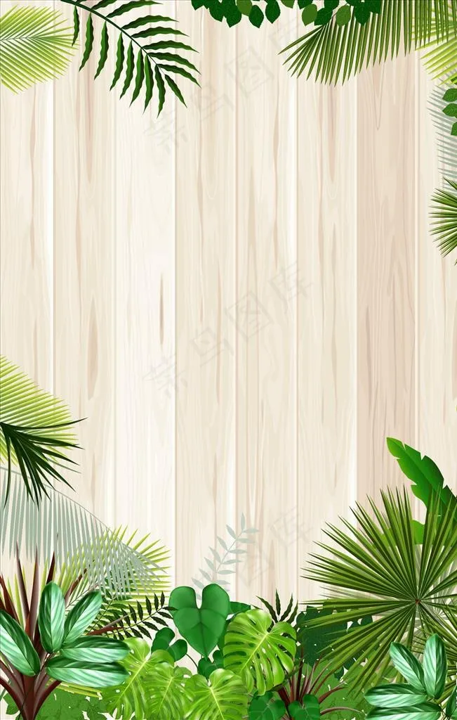 夏日绿色植物背景图片ai矢量模版下载