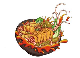 螺狮粉插画图片