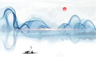 新中式山水 背景墙 壁画图片