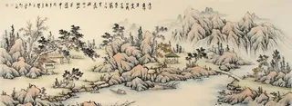 仿古山水画图片