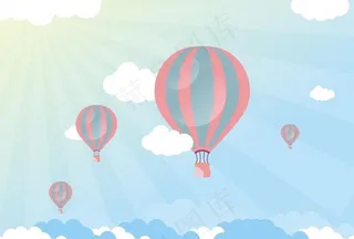 热气球插画图片