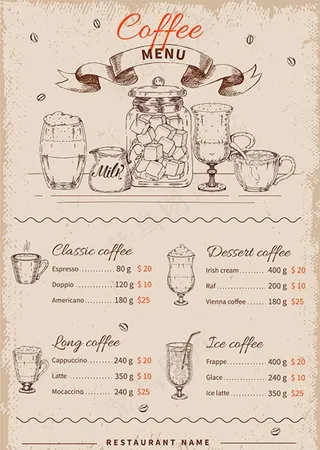 咖啡菜单图片