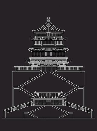 颐和园佛香阁线稿图片