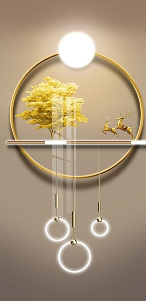 金色麋鹿发财鹿晶瓷画图片