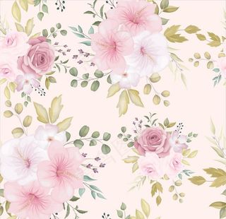 数码印花玫瑰花绣球花抽象花卉图片