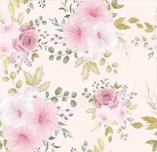 数码印花玫瑰花绣球花抽象花卉图片