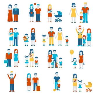 扁平化家庭人物图片