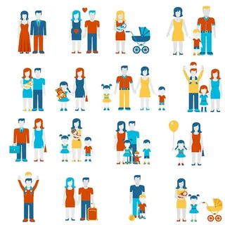 扁平化家庭人物图片