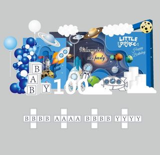 蓝色可爱太空宇航员舞台设计图片