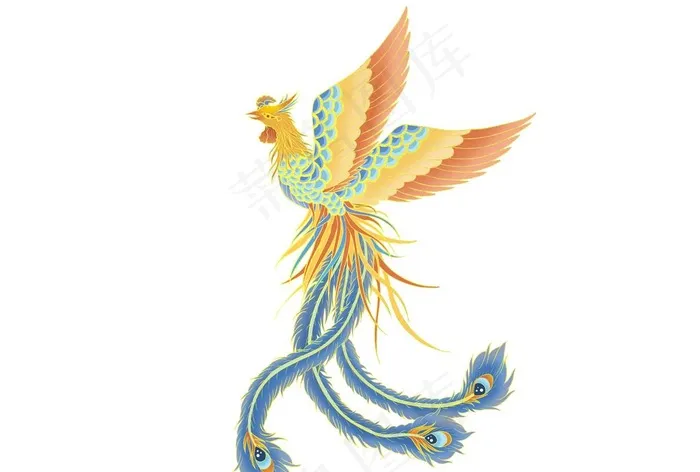 国潮动物凤凰鎏金元素图片(5017x3543)psd模版下载