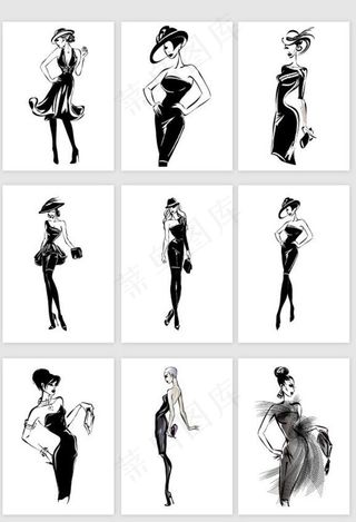 模特素描图片