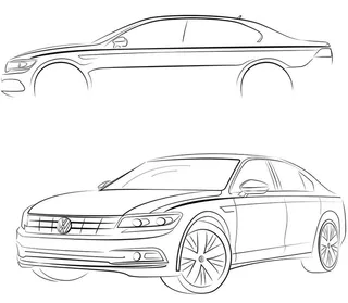 大众车线稿图片