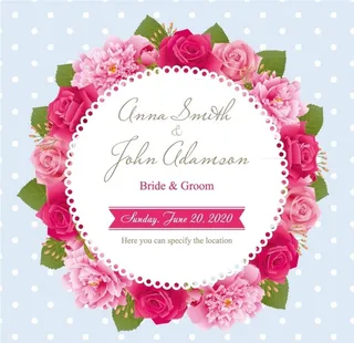 花环婚礼邀请卡图片