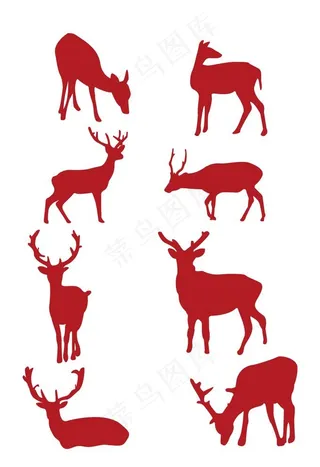 梅花鹿剪影图片