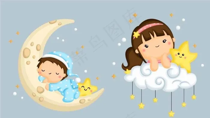 卡通小孩图片ai矢量模版下载