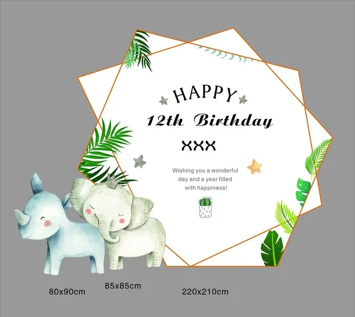 生日背景  森系动物 图片cdr矢量模版下载